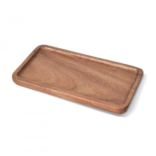 Bandeja rectangular de madera, bandeja de servir de madera decorativa rectangular para frutas, postres, aperitivos (29 x 10,5 cm)