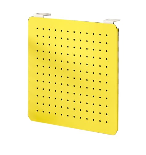 Panneaux perforés muraux de rangement modulables jaune, kit 36x36 cm pour fournitures et bureau