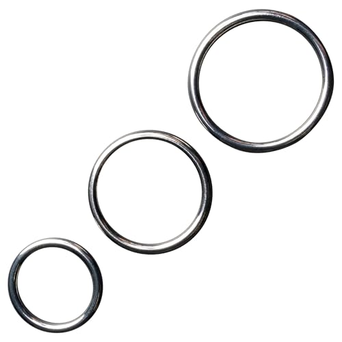 obaie Penisringe 3 Stück aus Metall - Penisring Edelstahl in 3 Größen - Cockringe für Männer Metal - Hoden und Penisring - Penisringe für Männer Edelstahl - Hodenring Metall
