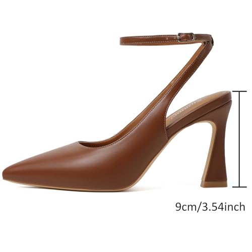 Image of Susanny Womens Slingback Closed Toe Ankle Strap High Heels Pointed Toe Pumps Comfortable Stiletto Sexy Buckle Strappy Dressy Shoes for Wedding Bridal Party Work