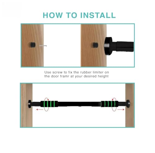Image of Multi-Functional Pull-Up Bar for Home Workouts | No Screw pull up bar stand with Anti-Skid Grip for Pull-Ups, Chin-Ups, Push-Ups, Sit-Ups, and Stretching Adjustable Upper Body and Core Workout Bar