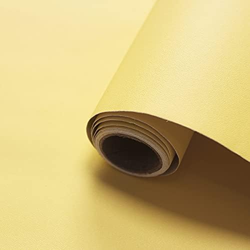 WADILE Peel and Stick Wallpaper 15.9in x 78.7in, Solid Color Contact Paper Waterproof, Vinyl Colored Wall Paper Self Adhesive, Textured Wallpaper Removable for Cabinets/Countertop, Light Yellow