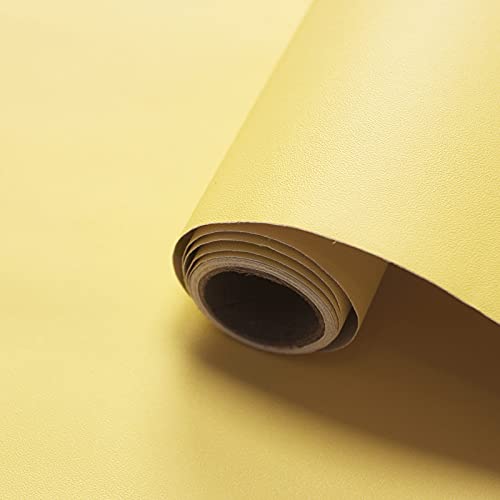 WADILE Peel and Stick Wallpaper 15.9in x 78.7in, Solid Color Contact Paper Waterproof, Vinyl Colored Wall Paper Self Adhesive, Textured Wallpaper Removable for Cabinets/Countertop, Light Yellow