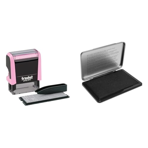 Tampon auto-encreur Trodat 4911 rose pastel et encreur Imprint 9071M en métal durable