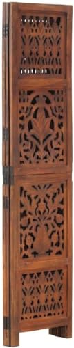 Image of Classic Wood and Craft Wooden Room Divider Partition for Living Room, Privacy Partition, Partition Wall, Divider for Makeup Studio /Office (3 Panels - Leaf Mix Design)