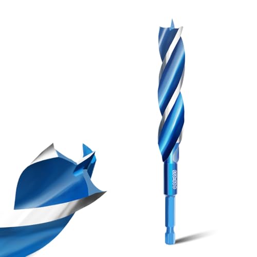 Teronbeta Foret à Bois Hélicoïdal 18mm x 155mm Professionnel Mèche pour Bois avce Pointe Pilote und 1/4 Pouce Tige Hexagonale pour le Travail du Bois