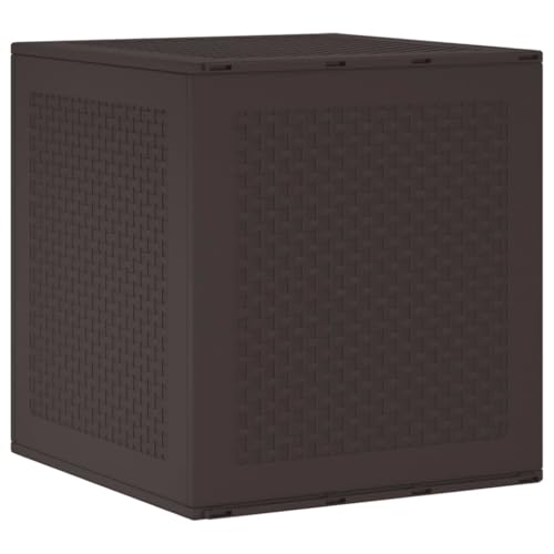 vidaXL Boîte de Rangement Marron 55 x 53 x 57 cm Polypropylène, Jardin et Terrasse, Rangement Moderne, Meuble Résistant, Boîte Outdoor, Organisateur Contemporain