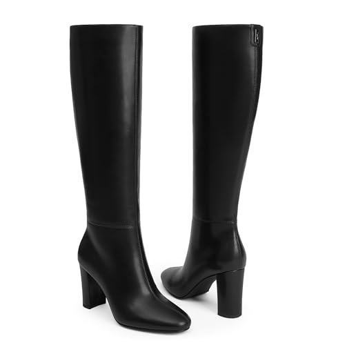Image of Modatope Knee High Boots for Women Chunky Heel Rounded Toe Tall Boots