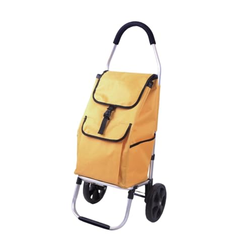 Milageto Trolley-Wagen, Einkaufswagen mit abnehmbarer Tasche, multifunktionaler Sackkarre. Kaufen Sie einen Gemüsewagen für den Lebensmitteleinkauf, Gelb