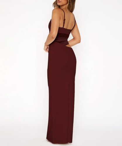 Women's Sexy V Neck Spaghetti Strap Bodycon Maxi Dress Backless Mesh Cut Out Cocktail Long Formal Dresses3
