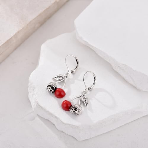 Gothic Skull/Bat/Skeleton/Anatomical Heart/Black Rose Earrings for Women Dangle Goth Jewelry Valentines Halloween Christmas Gifts for Women Men3