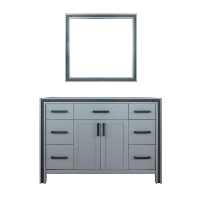 Maximize Bathroom Storage with 48-Inch Dark Grey Vanity Set, Includes 34-Inch Mirror, Fully Assembled with Six Drawers