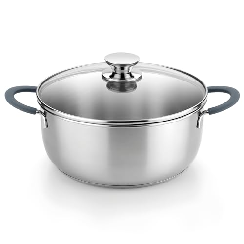 BRA Master | Cacerola 20 cm, acero inoxidable, Sin Antiadherente, Sin PFOA, Full Induction, Apta para todo tipo de Cocinas, Asas acero inoxidable recubiertas de Silicona
