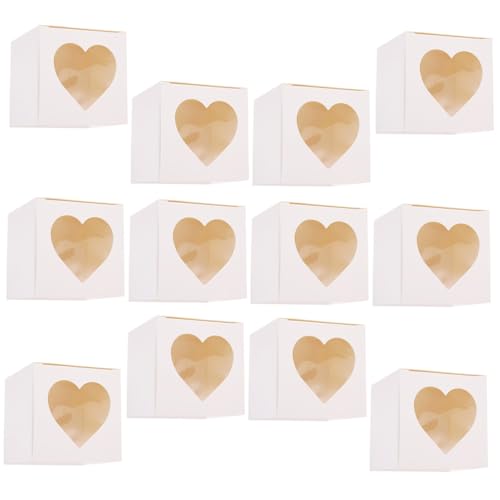 OUNONA Versatile 12pcs Window Bakery Boxes Cake Muffin Cupcake Tart Paper Packaging