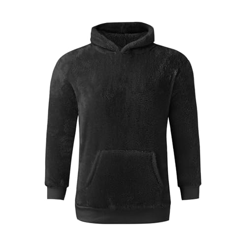 Fleece Fuzzy Hoodies for Men Winter Sherpa Soft Comfort Plush Hooded Sweatshirt Long Sleeve Loose Hoodie with Pocket4