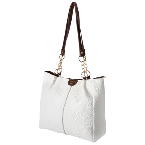 Sac à bandoulière tissé blanc élégant en cuir PU avec lanière rembourrée confortable