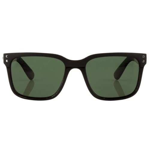 CARVE Eyewear Rivals Sunglasses, Combination Matte & Gloss Black Frame with Grey Green Polarized Lens