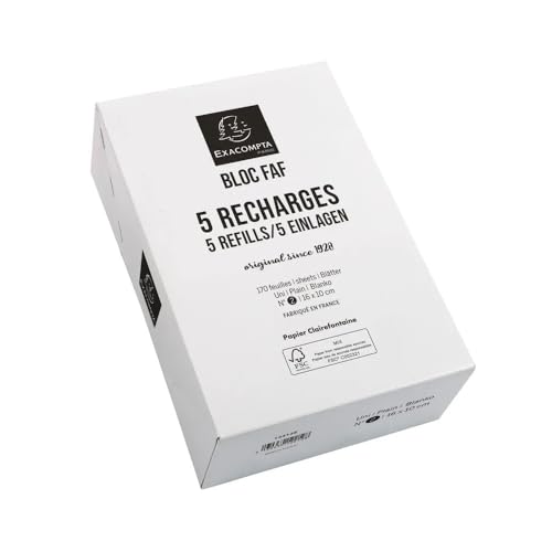 Exacompta - 5 recharges bloc FAF 21 x 13.5 cm micro-perforé 70G/M2