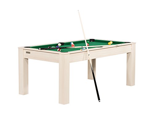 Billard Manhattan convertible en table à manger - Couleur hêtre avec tapis vert