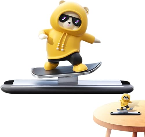 Image of REWOP Skateboarding Panda Car Dashboard Figurines -Auto Sliding Motion Decor, Cool Sliding Car Accessory, Fun Car Interior Decoration Accessories (Yellow)
