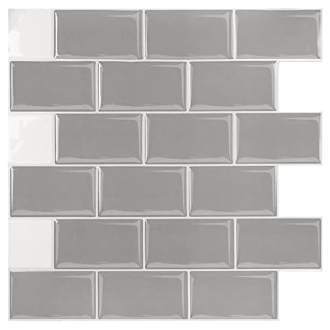 Aufun 3D Fliesenaufkleber 30cm x 30cm,10 Stück Küche Bad Metro Fliesen PVC Klebefliesen Cover
