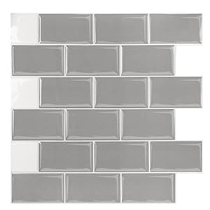 Aufun 3D Tegelstickers 30cm x 30cm, 10 Stuks Keuken Badkamer Tegel Muurtegel Stickers, Zelfklevend Waterdicht, Muurtegel Decor,decoratie tegelfolie(grijs)