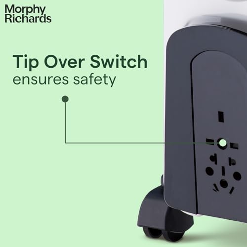 Image of Morphy Richards OFR 13F 13-Fin Oil Filled Radiator Room Heater | 2900W (2500W + 400W PTC Fan) | Adjustable Thermostat, Safety Shut-Off, Castor Wheels | White