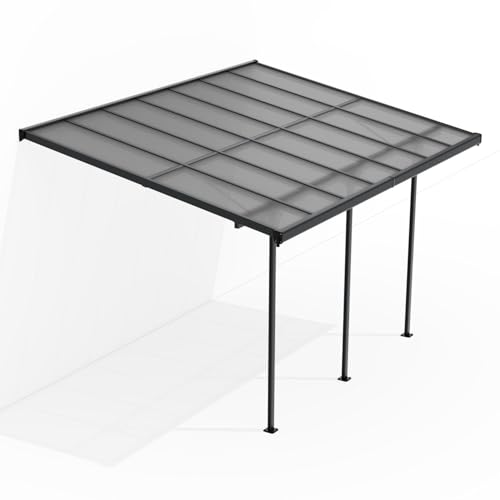 Juskys® Terrassenüberdachung Borneo 4x3 m — Sonnenschutz aus Aluminium mit transparenten...