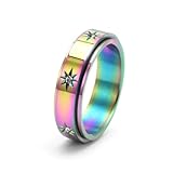Sopodbacker Anello Anelli Gioielli Donna Uomo Girevole Spinner Fidget Ring Donne Uomini Retro Star Anelli Matrimonio Punk 6 M177-Colore