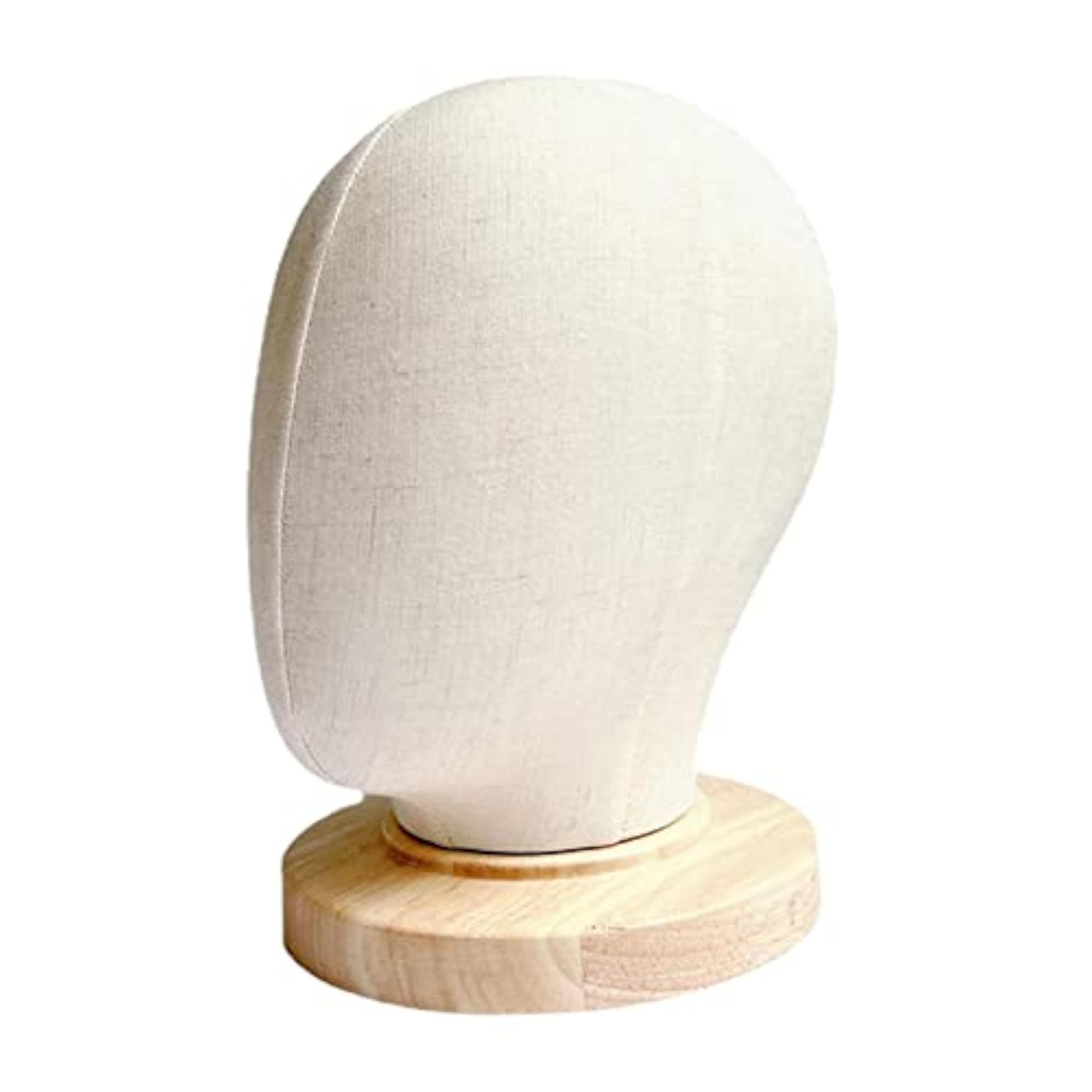 Linen Manikin Head Display Stand with Wooden Base