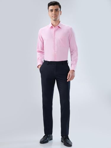 Image of Park Avenue Men Modern Slim Fit Solid Pattern Cotton Polyester Blend Semicutaway Collar Full Sleeve Formal Shirt