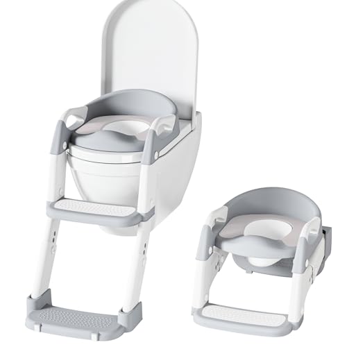 Toilettensitz Kinder mit Treppe, 2-in-1 Toilettentrainer für Kinder, WC...