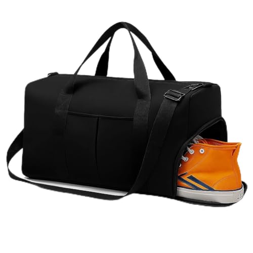 Bolsa Mala de Viagem Super Grande 40L – Poliéster Resistente, Compartimentos com Zíper, Bolso Impermeável, Alças Removíveis, Transversal Unissex (Preto)
