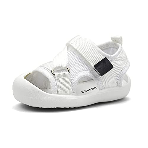 Oaisnit Baby Boys Girls Sports Sandals Lightweight Anti-Slip Rubber Sole Beach Aquatic Water Shoes Summer Toddler First Walking Shoe (C-White, 5.5 Toddler) #TOP24