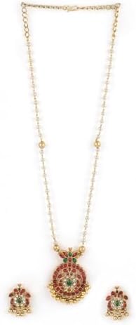 Rubans Gold Plated Kundan Wedding Necklace Set with Earrings with Stud Earrings