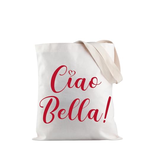 Bolsa Tote Ciao Bella italiana con dichos italianos, bolso de hombro saludos Italia, souvenir para amantes de Italia