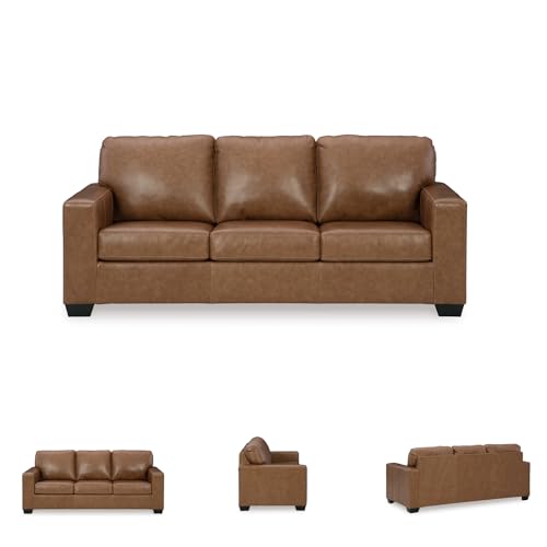 Signature Design by Ashley Bolsena Contemporary Leather Match Sofa, Dark Brown