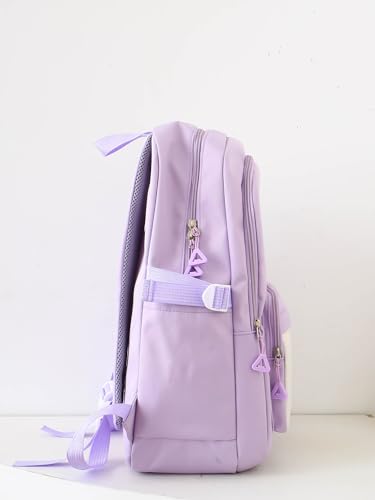 4 Pcs Kapybara Print Travel Backpack Set with File Folder Lunch Box & Pouch Oxford Bag for Trips 17 Inches Purple4