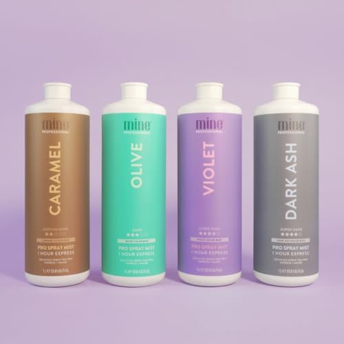 Image of MineTan Spray Tan Solution | Olive - Self Tanner Mist, Fake Tanning Best for Dark Bronzed Glow Skin Finish, Fast Dry, 1 Hour Express, Hydrating, Salon Professional Formula, 33 Fl Oz