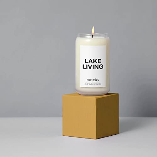 Homesick Premium Scented Candle, Lake Living - Scents of Fresh Mineral Springs, Water Lotus, Pine, 13.75 oz, 60-80 Hour Burn, Gifts, Soy Blend Candle Home Decor, Relaxing Aromatherapy Candle