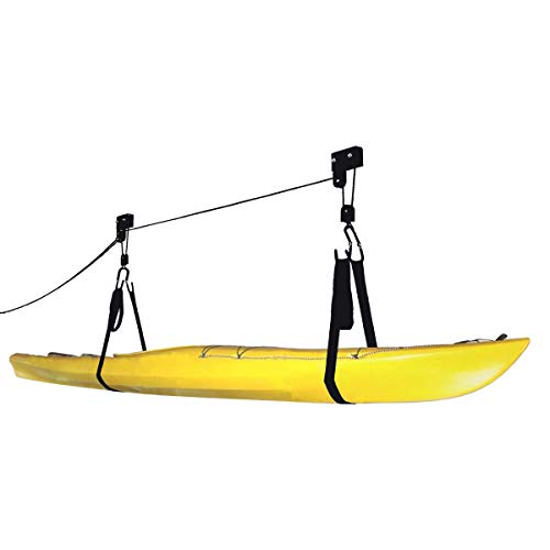 Kayak Hoist Set – Overhead Pulley System with 125 lb Capacity for Kayaks, Canoes, Bikes, or Ladder Storage by Rad Sportz (2 Pack)