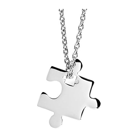 West Coast Jewelry Autism Awareness Jigsaw Puzzle Piece Stainless Steel Necklace Cover