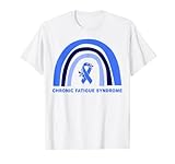 ME/CFS Chronisches Müdigkeitssyndrom, Blumenmuster, blaues Band, Regenbogen T-Shirt