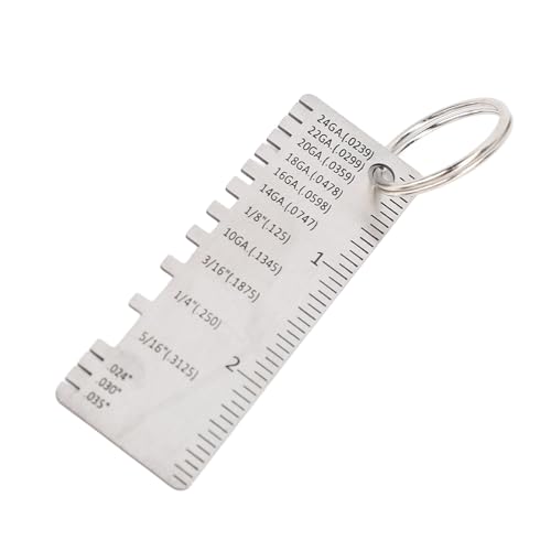 POCREATION calibrador metálico de chapa, herramienta portátil de acero inoxidable para medición de espesor de soldadura, regla para inspección de costuras de soldadura, paquete de 2, 72 x 25 x 1 mm miniatura 2