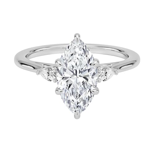 2 CT Marquise Cut Lab Grown Diamond Perfect Fit Three Stone Engagement Ring