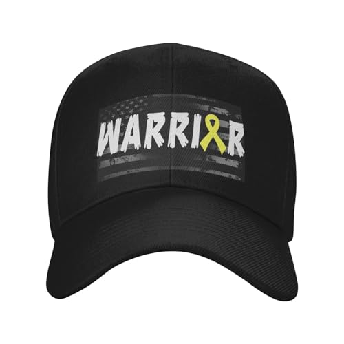 Warrior Childhood Cancer Awareness Ribbon Fashionable Casquette Hat Breathable Adjustable Strap for Comfort Style Black2