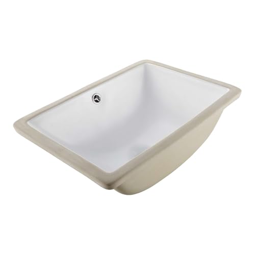 VEVOR Lavabo de salle de bain sous plan, 460 x 330 mm, vasque rectangulaire en céramique blanche...