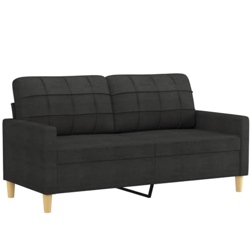 Homgoday 2-TLG. Sofagarnitur mit Kissen Sofa Couch Gästesofa Lounge Rückenlehnensofa Polstersofa Couch Loungesofa Couchgarnitur Sofas für Wohnzimmer Schlafzimmer Büro Schwarz Stoff – Bild 6