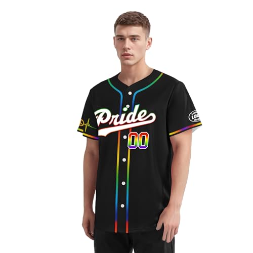 Camiseta personalizada de béisbol Pride con arcoíris LGBTQ+ para jóvenes y adultos miniatura 6