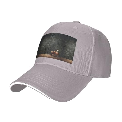 YQTGBCED Svart tavla tapet tryck snygg golfhatt, anpassade hattar med justerbar rygg, lämplig för alla årstider, Grått, one size